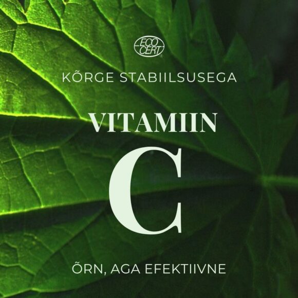 C-vitamiini nahahooldussari sisaldab kõrge stabiilsusega Ecocert sertifitseeritud C-vitamiini vormi - askorbüülglükosiidi