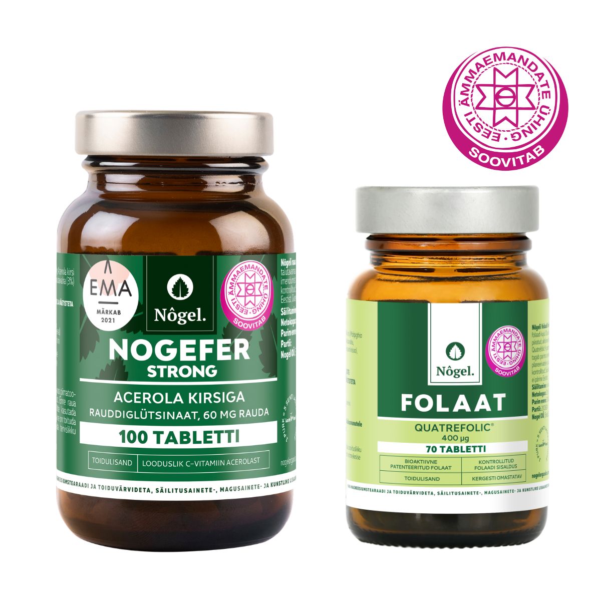 Lapseootel kombo 2: NOGEFER strong 60 mg ja Folaat, Quatrefolic®